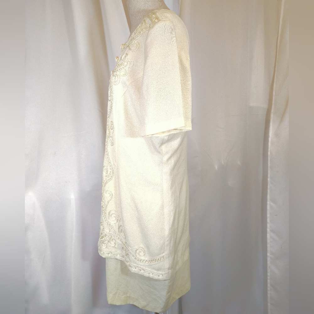 2 Pc:Vintage Karen Stevens Midi Dress+Plaza South 3/4 Sleeve Jacket, Yellow, 14 - Picture 12 of 16